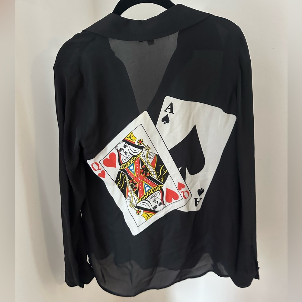 L’agence black silk button down blouse